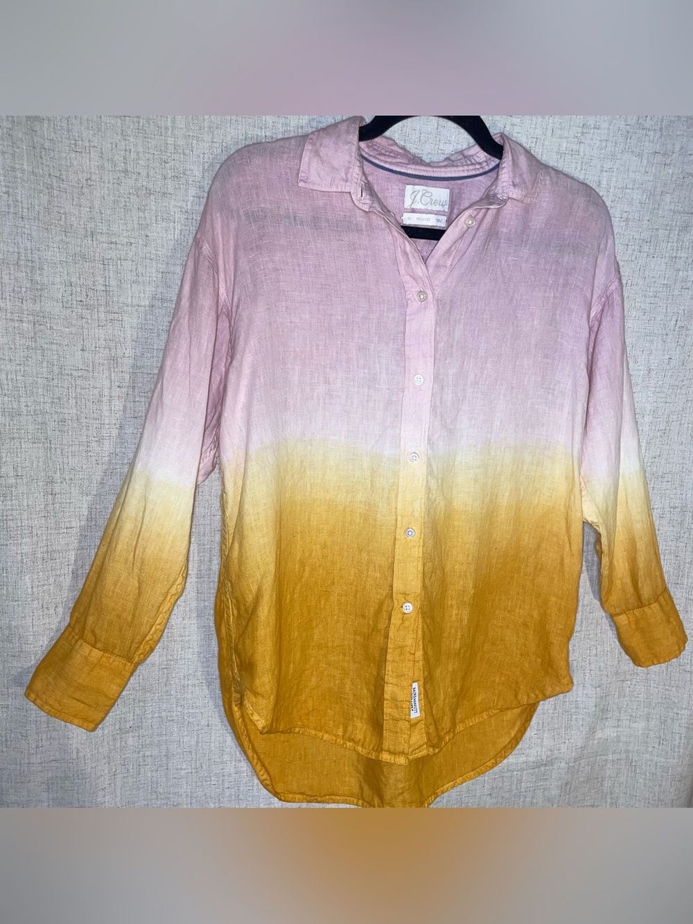 J. CREW Baird McNutt 100% Irish Linen Relaxed Fit Dip Dye Buttondown Shirt